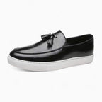 Mocassins À Gland En Cuir À Semelles Blanches Pour Hommes - Noir