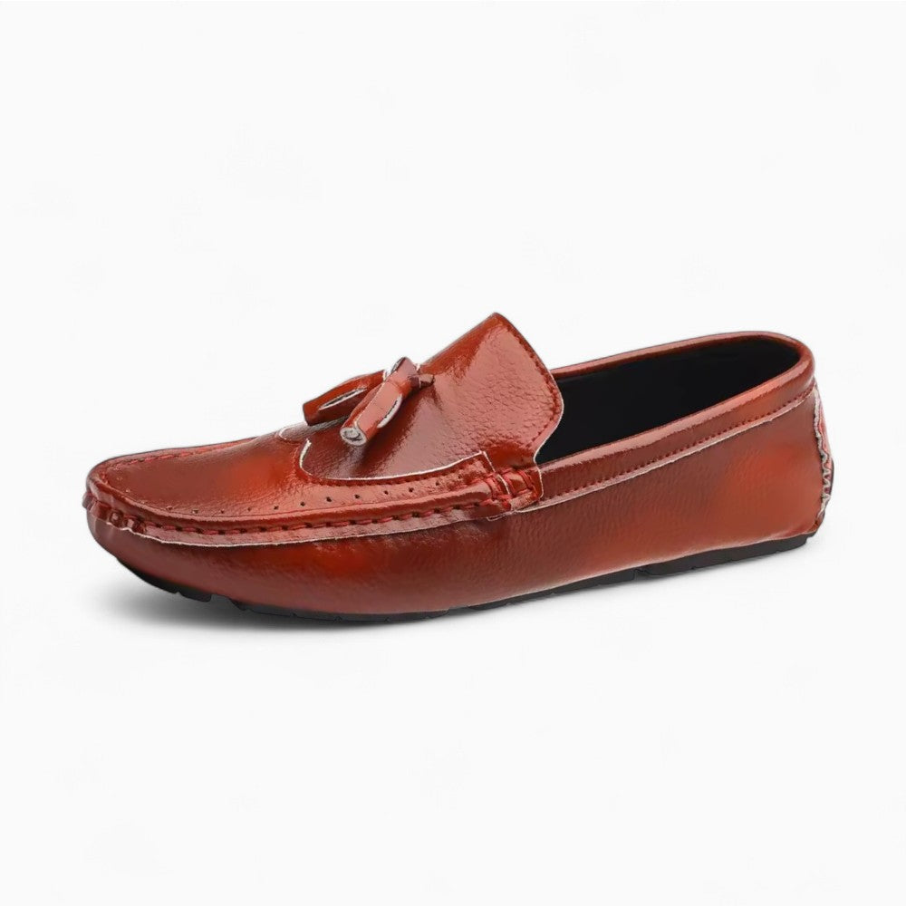 Mocassins À Gland En Cuir Avec Un Design Élégant Pour Hommes - Rouge