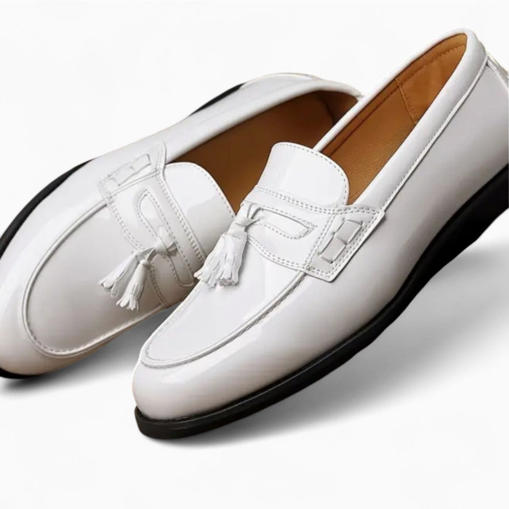 Mocassins À Gland Verni Blanc Pour Hommes - image 2
