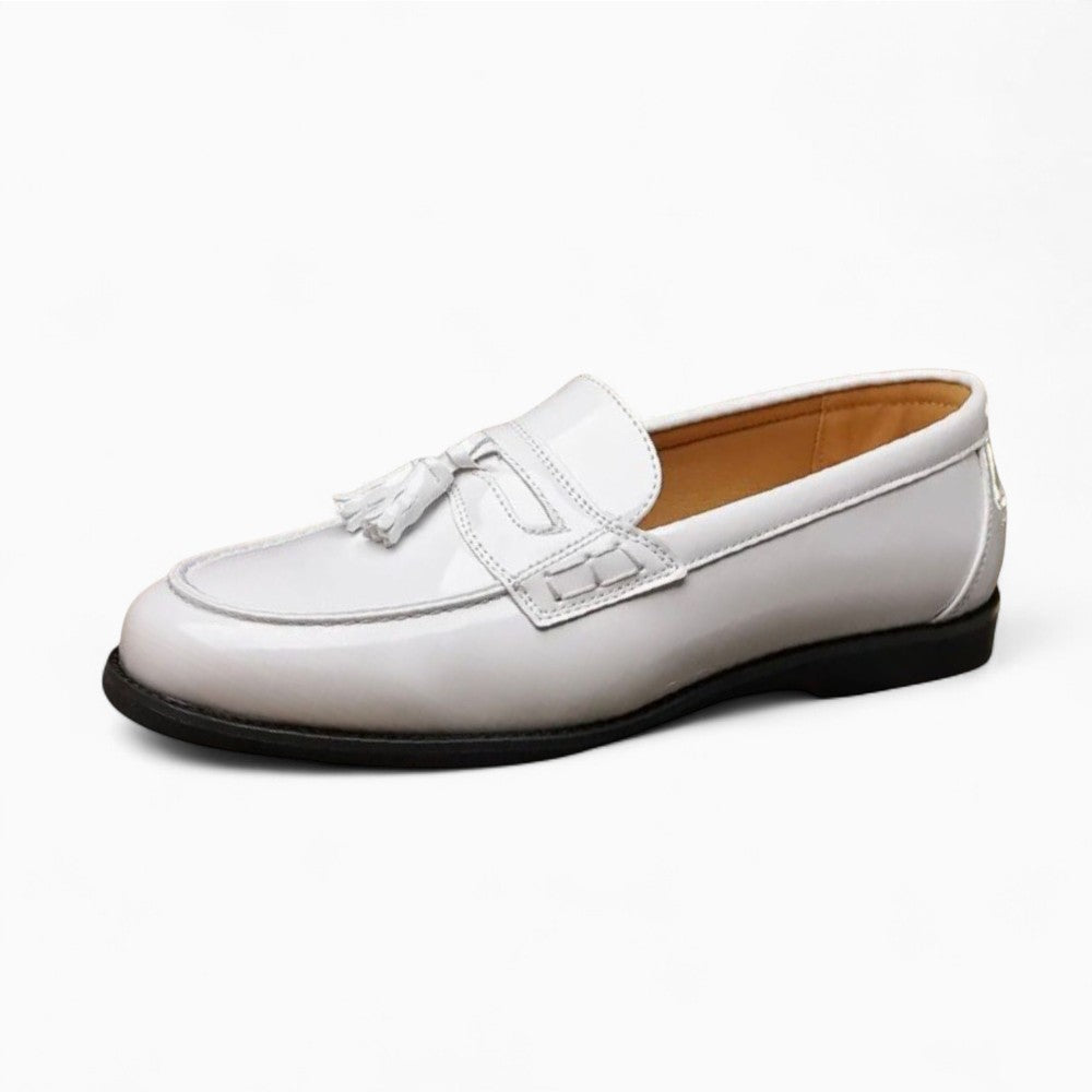 Mocassins À Gland Verni Blanc Pour Hommes - Blanc