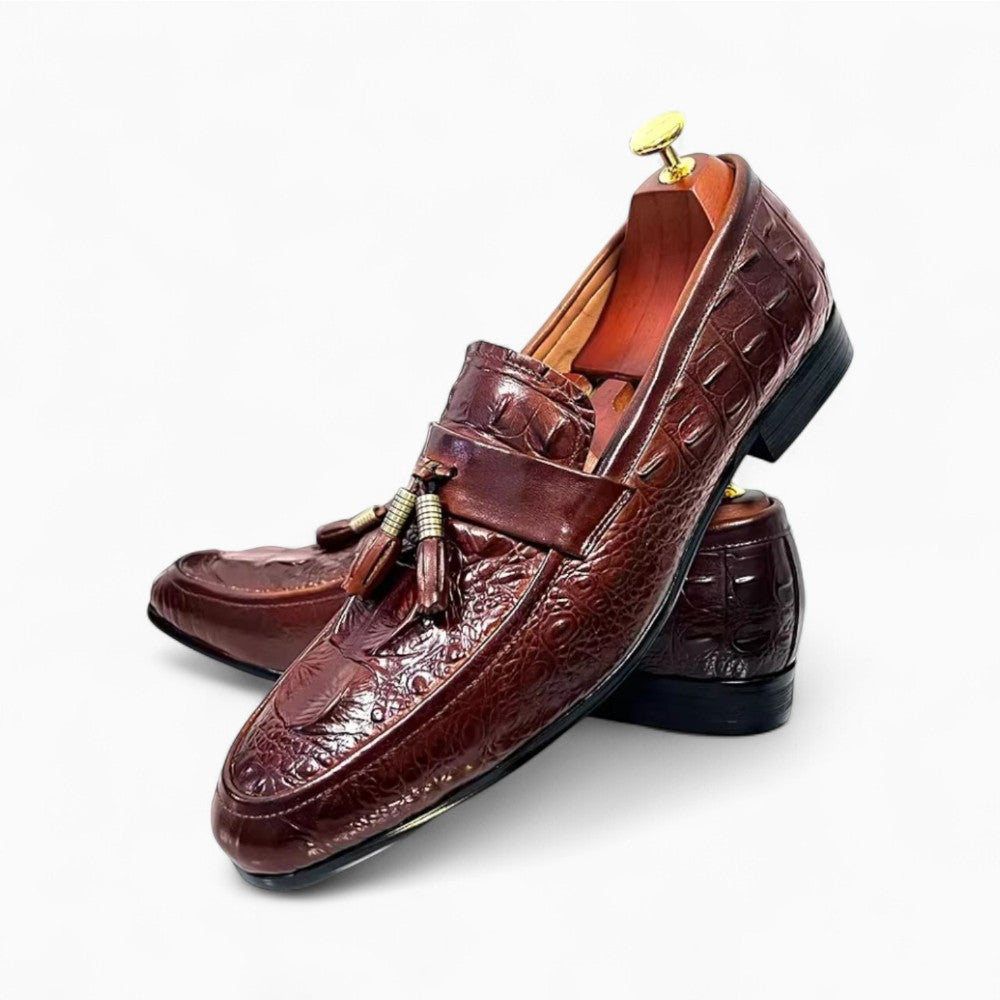 Mocassins à glands effet cuir croco en PU - image 2