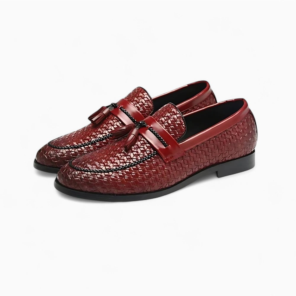 Mocassins à glands effet tressé — Rouge foncé - Rouge Foncé