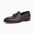 Mocassins À Glands En Cuir Effet Tressé - Marron