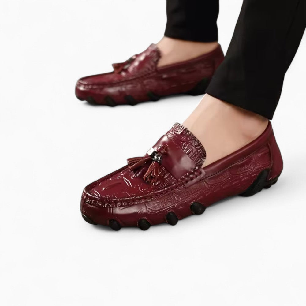Mocassins À Glands En Cuir Véritable Effet Croco Pour Homme - image 3