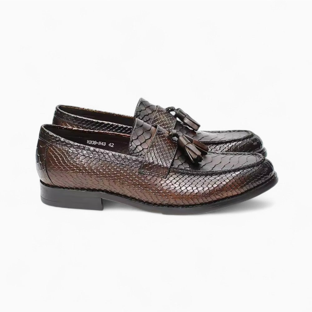 Mocassins À Glands En Cuir Véritable Effet Serpent - image 2