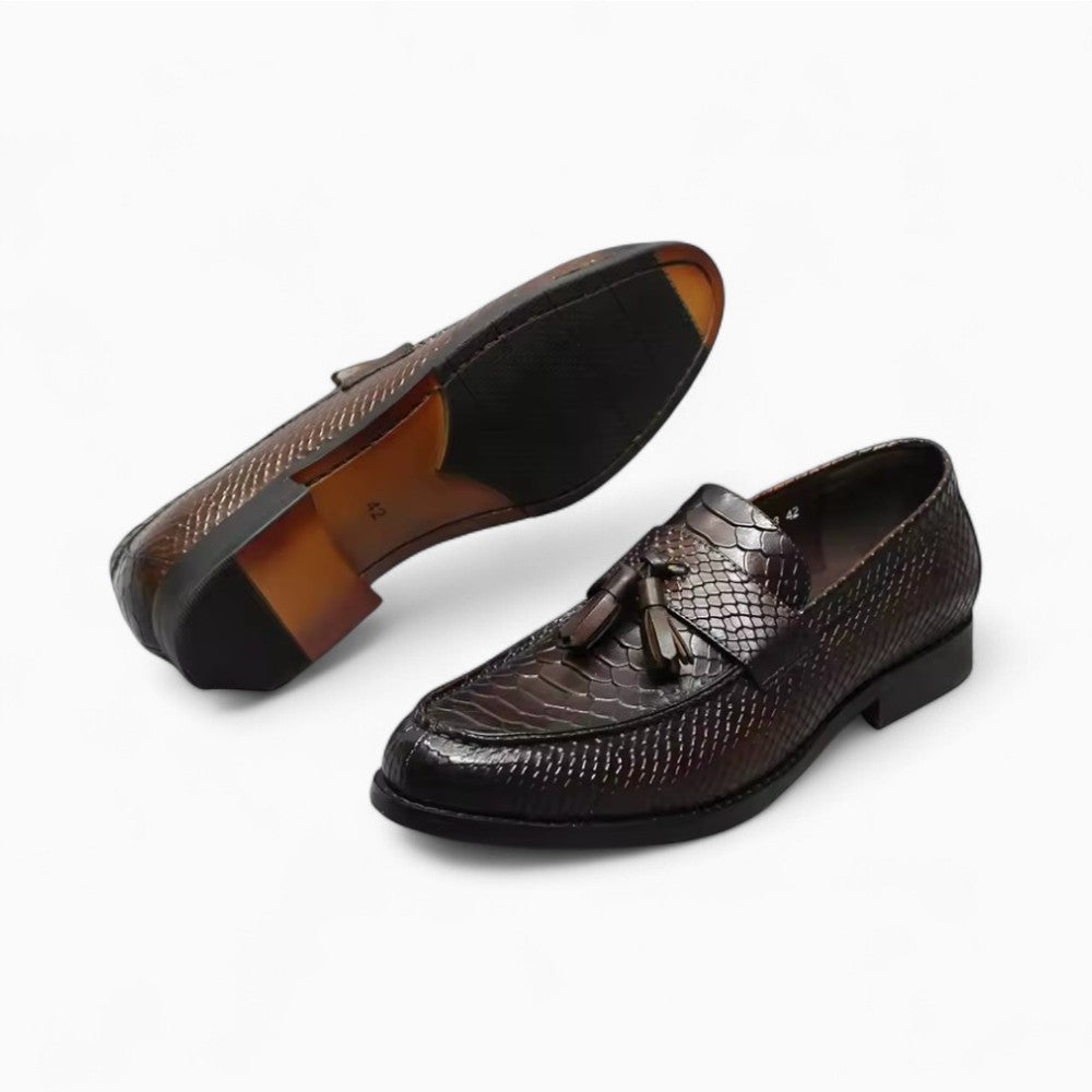 Mocassins À Glands En Cuir Véritable Effet Serpent - image 4