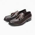 Mocassins À Glands En Cuir Véritable Effet Serpent - Marron