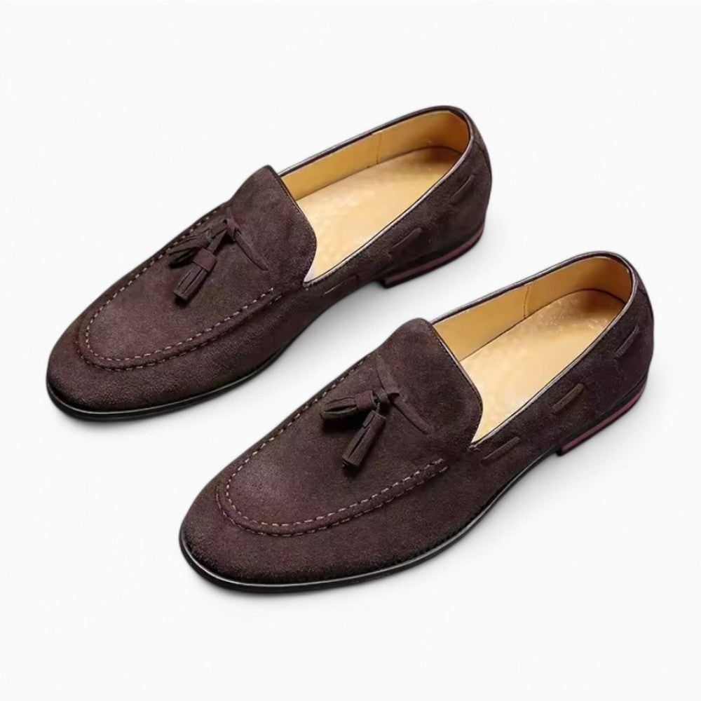 Mocassins à glands en faux daim à surpiqûres blanches - image 2