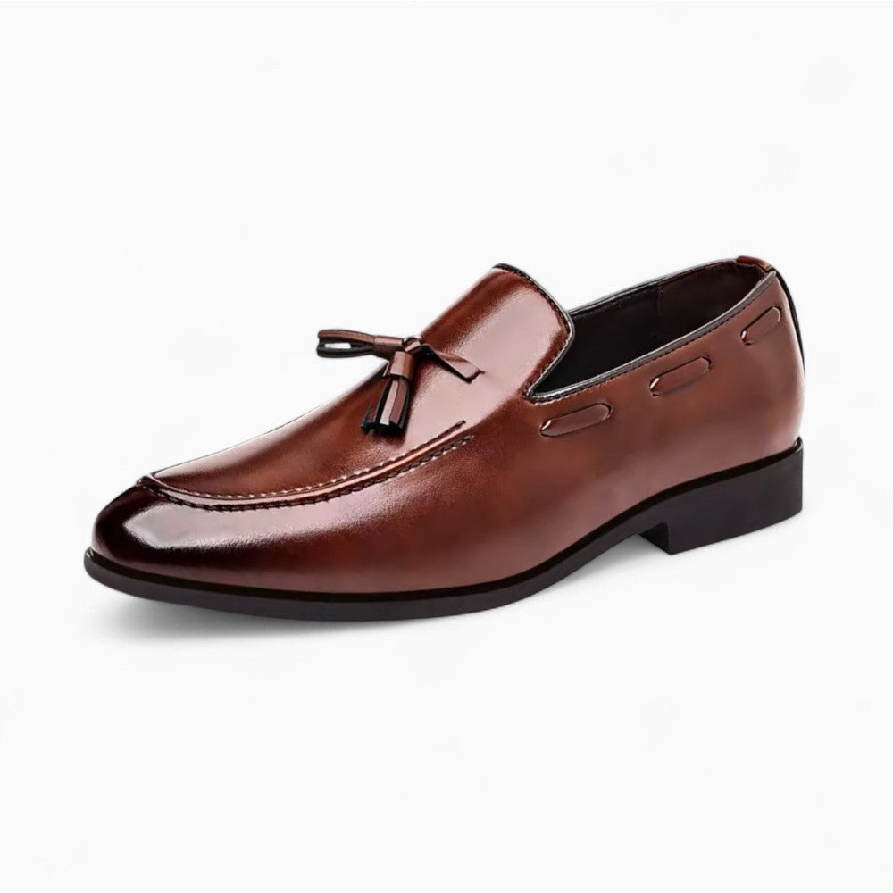 Mocassins à glands marron effet cuir en PU pour hommes - Marron