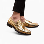 Mocassins À Glands Vernis À Boucle Dorée Pour Homme - image 3