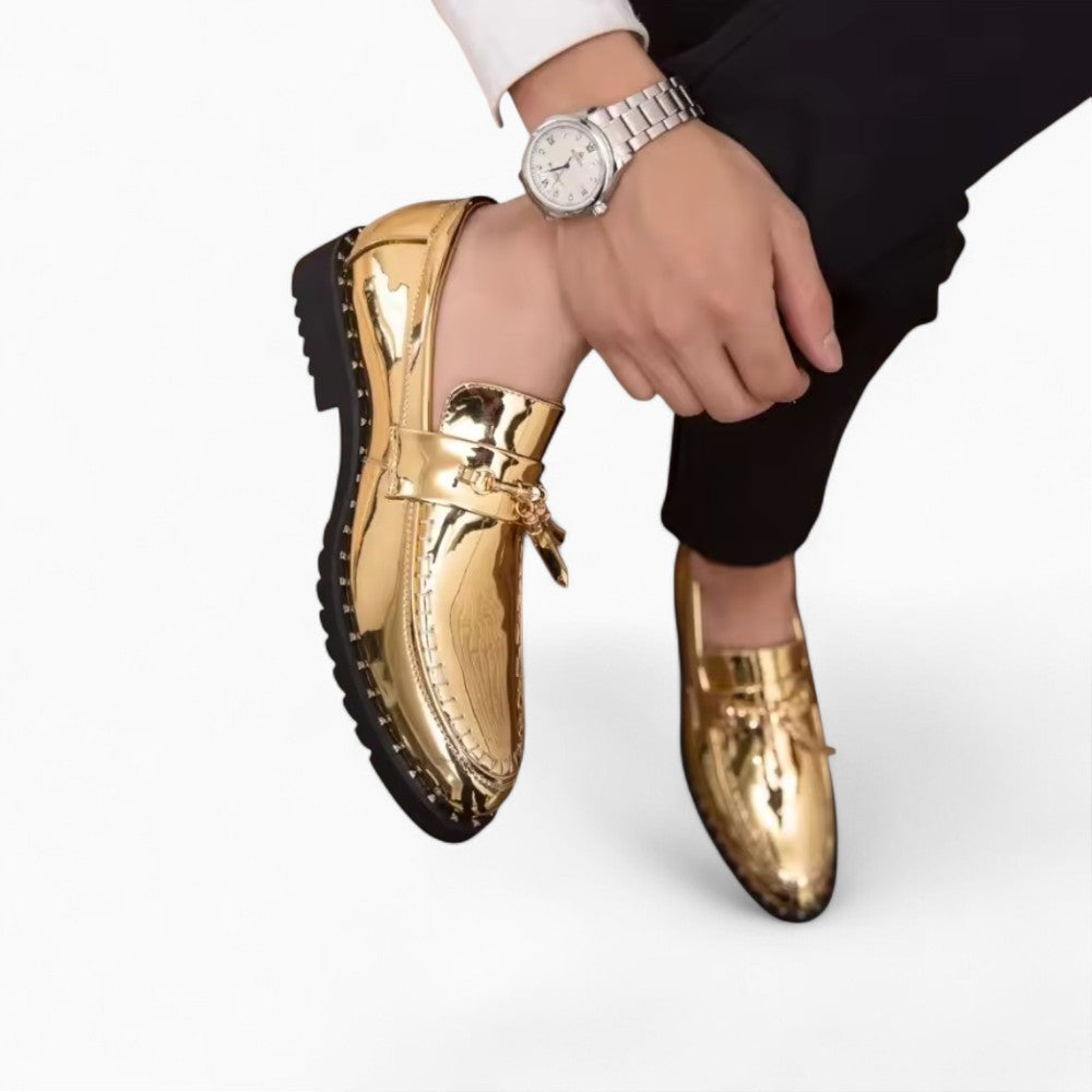 Mocassins À Glands Vernis À Boucle Dorée Pour Homme - image 4