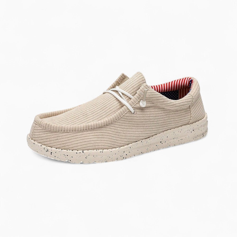 Mocassins à lacets à surface côtelée — Beige - image 1