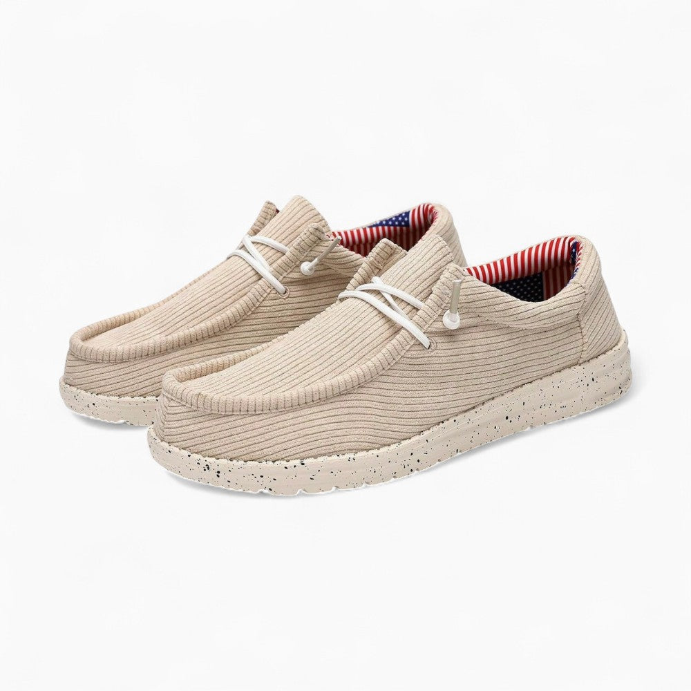 Mocassins à lacets à surface côtelée — Beige - Beige