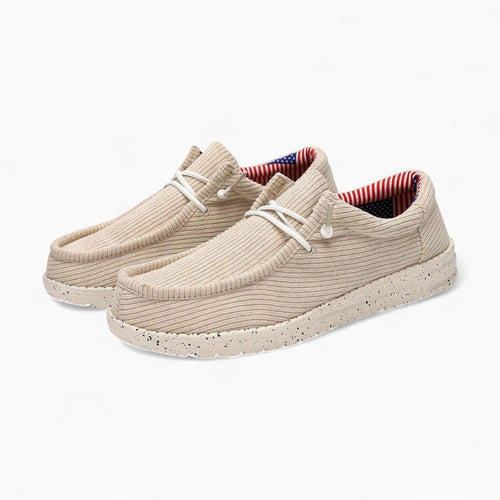 Mocassins à lacets à surface côtelée — Beige - Beige