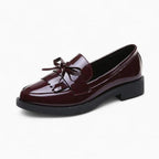 Mocassins À Talons Carrés Avec Frange Dans Le Style Vintage - Bordeaux