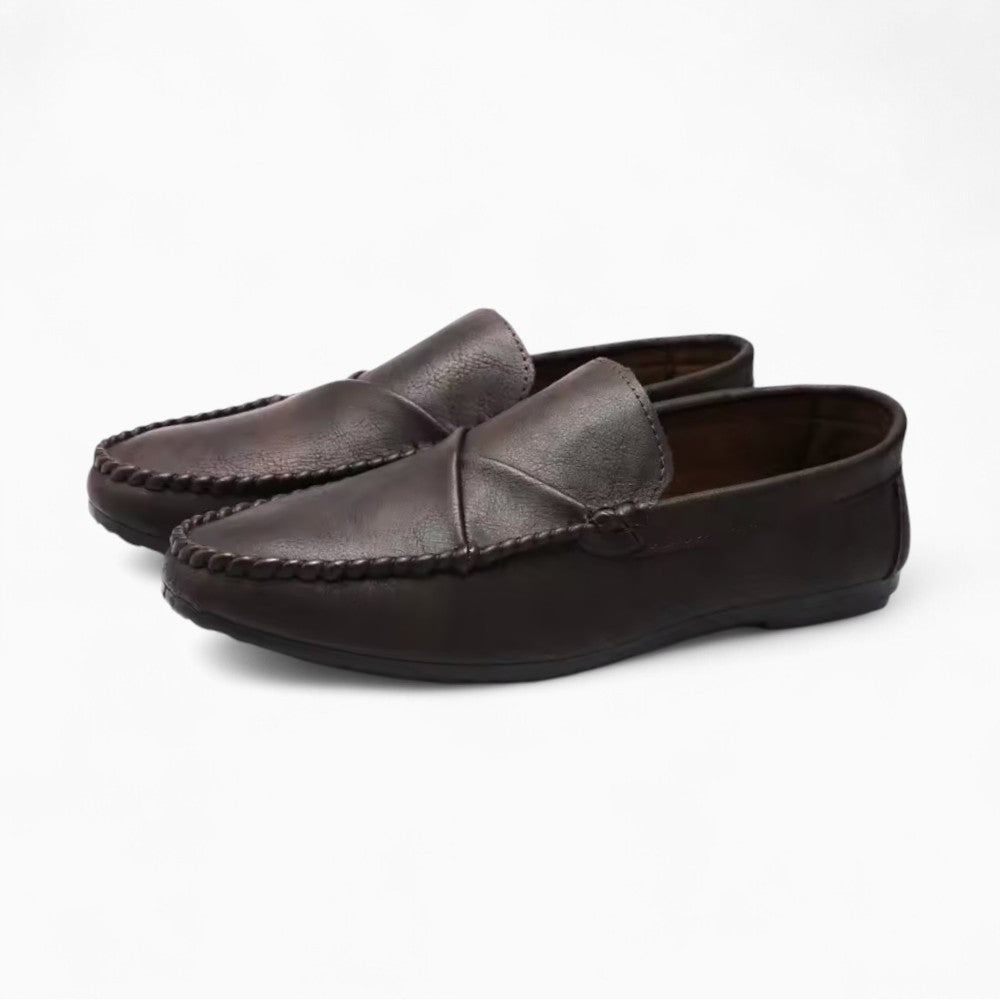 Mocassins Bateau Style Vintage Effet Cuir Pour Homme - Marron