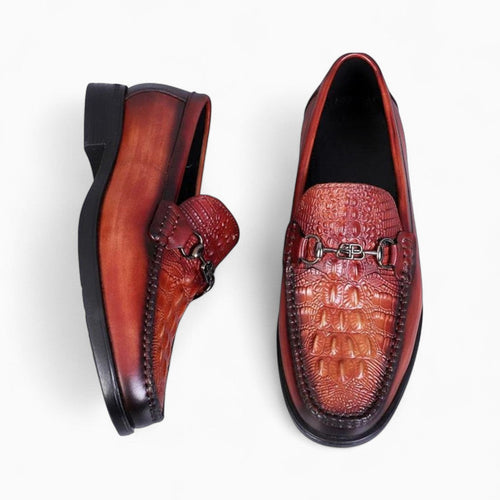 Mocassins bordeaux effet croco à mors - image 2