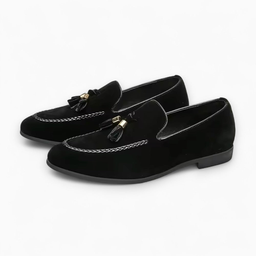 Mocassins classiques à glands effet daim en PU - Noir