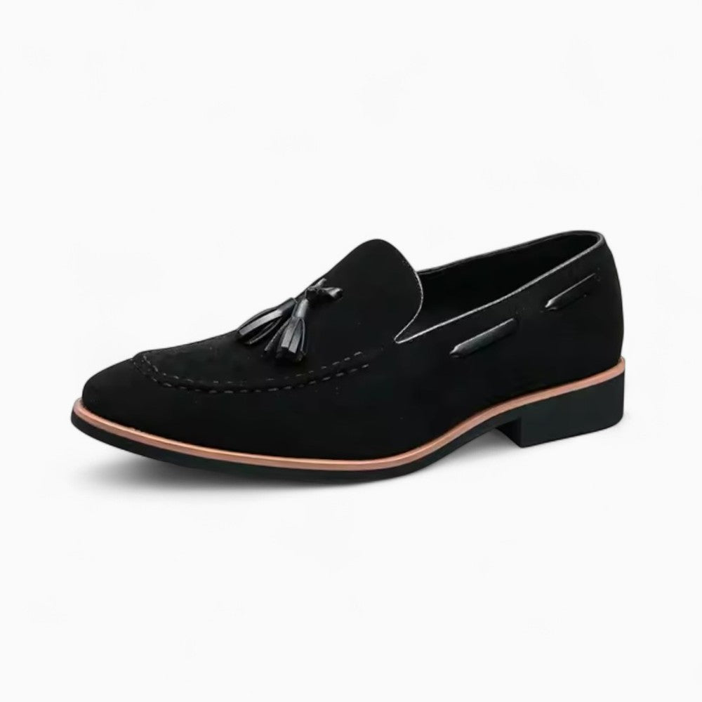 Mocassins décontractés à glands effet daim en microfibre pour homme - Noir