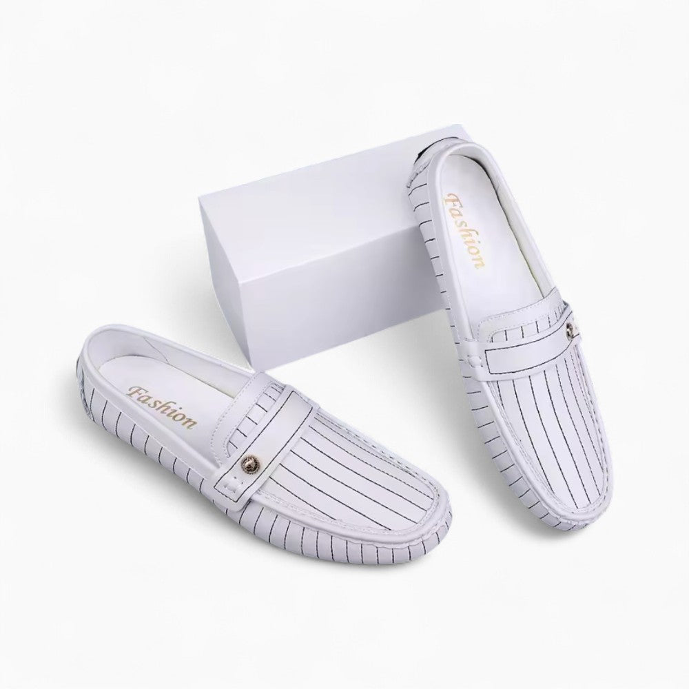 Mocassins Décontractés En Effet Cuir Blanc Pour Hommes - image 2