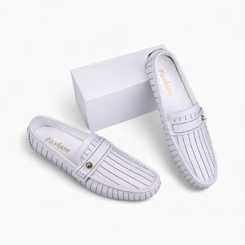 Mocassins Décontractés En Effet Cuir Blanc Pour Hommes - image 2