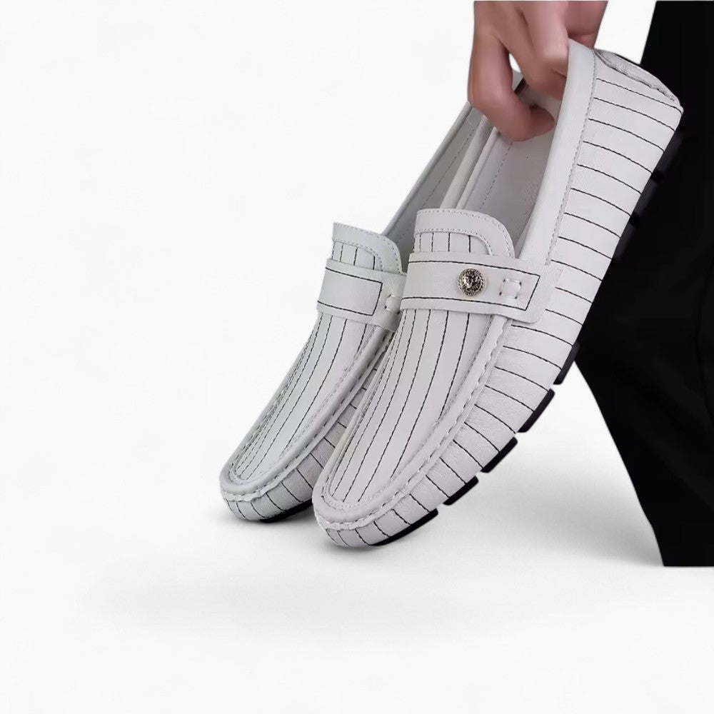 Mocassins Décontractés En Effet Cuir Blanc Pour Hommes - image 3