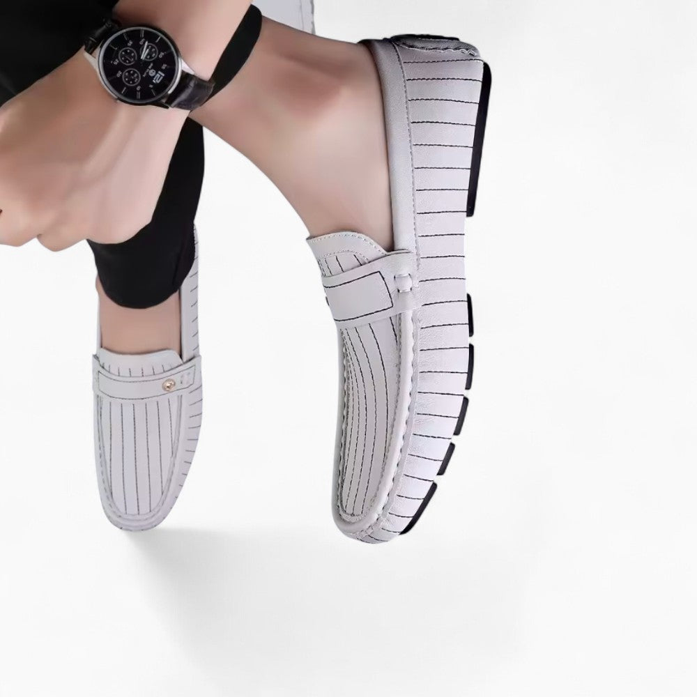 Mocassins Décontractés En Effet Cuir Blanc Pour Hommes - image 4