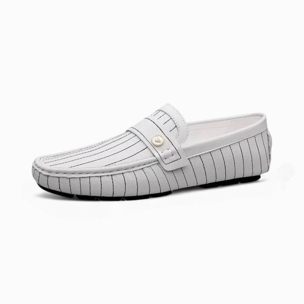 Mocassins Décontractés En Effet Cuir Blanc Pour Hommes - Blanc