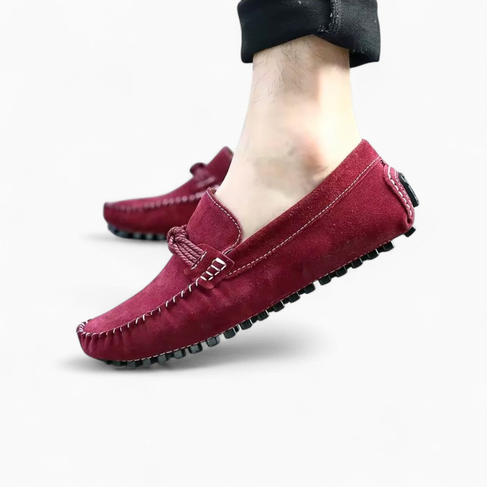 Mocassins Design En Daim Rouge Pour Hommes - image 3
