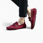 Mocassins Design En Daim Rouge Pour Hommes - image 4