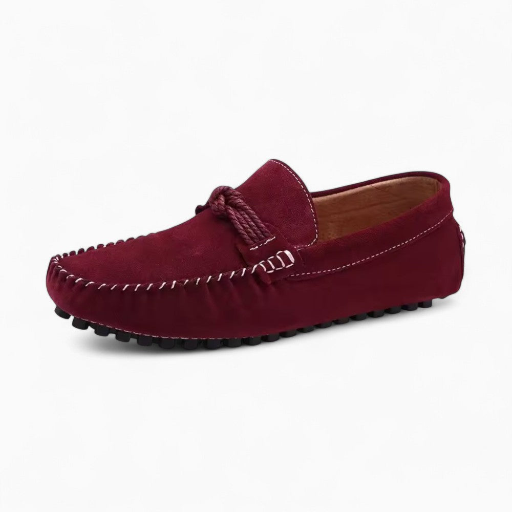 Mocassins Design En Daim Rouge Pour Hommes - Bordeaux