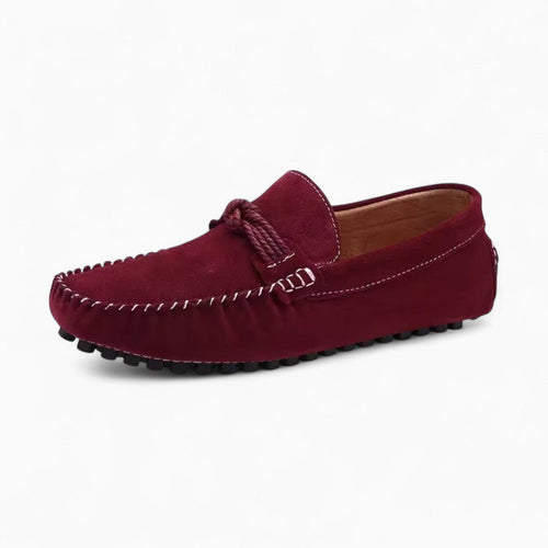 Mocassins Design En Daim Rouge Pour Hommes - Bordeaux
