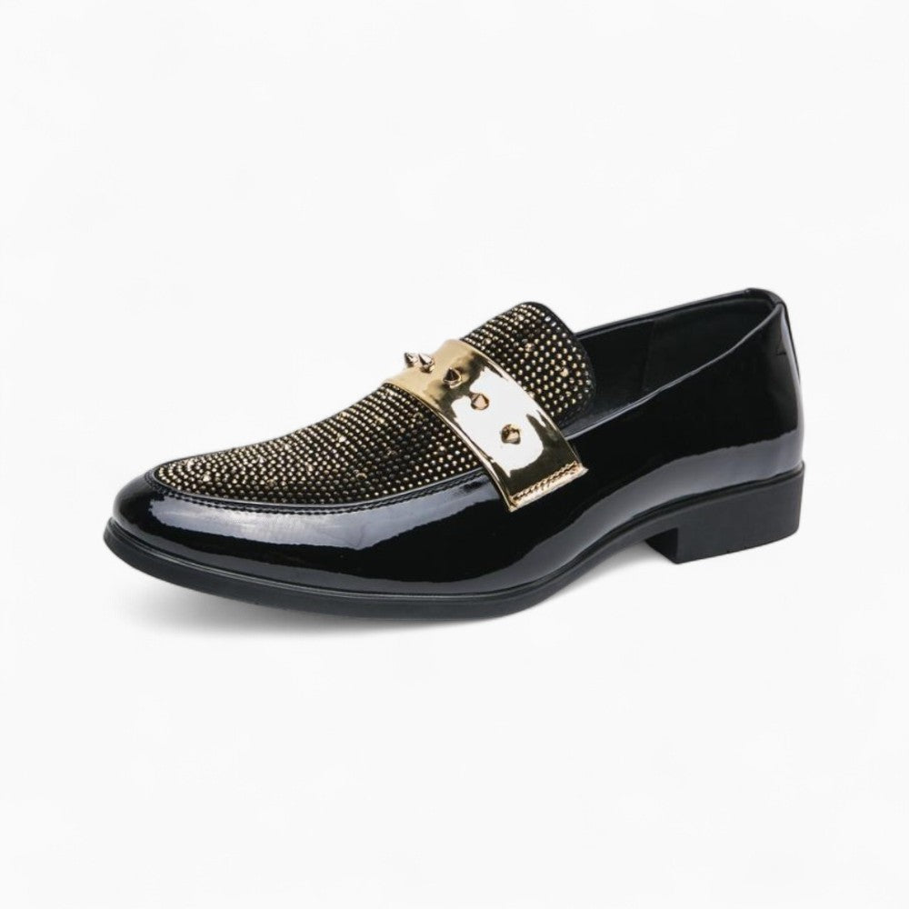 Mocassins Dorés À Clous Pour Hommes - Noir
