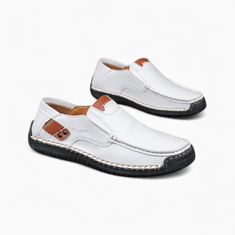 Mocassins Effet Cuir Blanc Pour Hommes - image 2