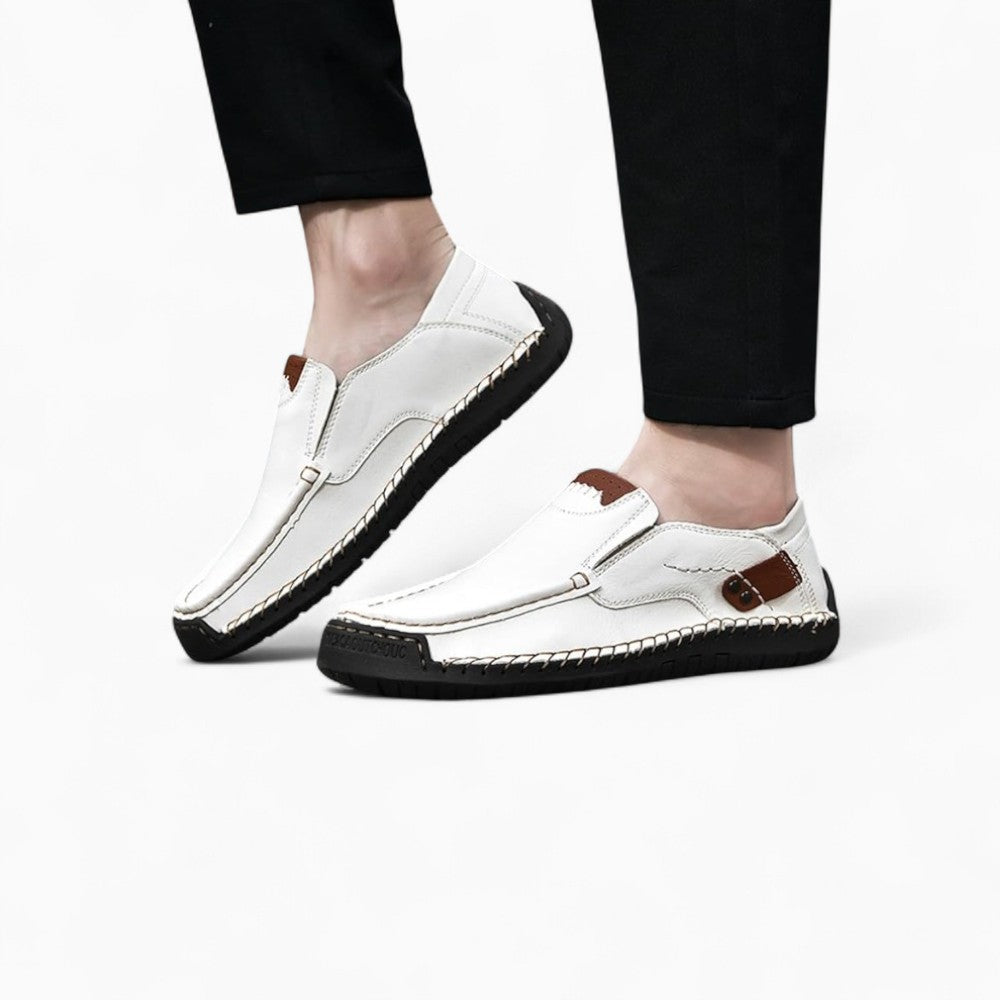 Mocassins Effet Cuir Blanc Pour Hommes - image 3