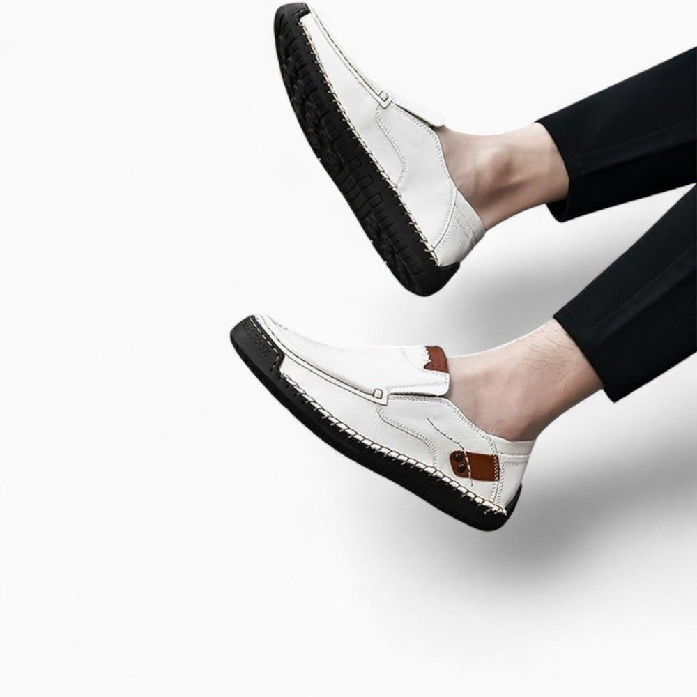 Mocassins Effet Cuir Blanc Pour Hommes - image 4