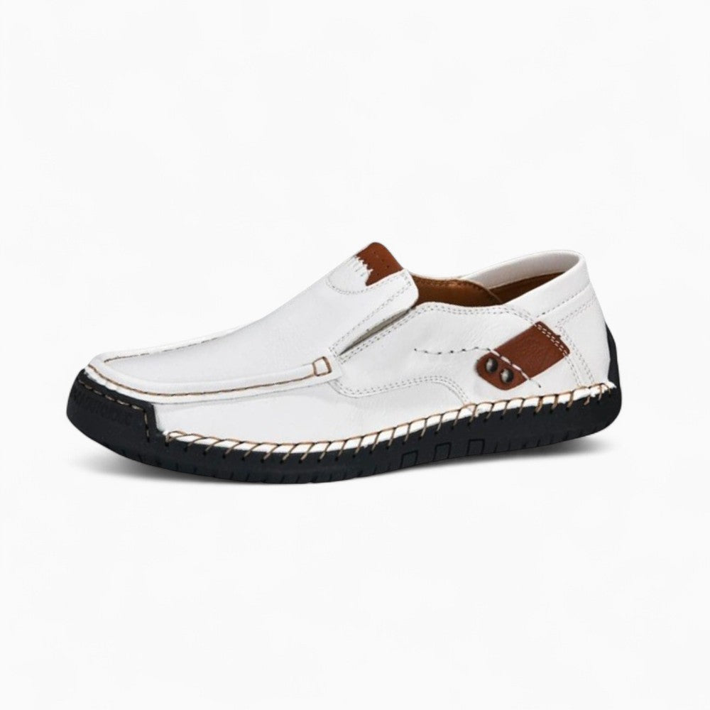 Mocassins Effet Cuir Blanc Pour Hommes - Blanc