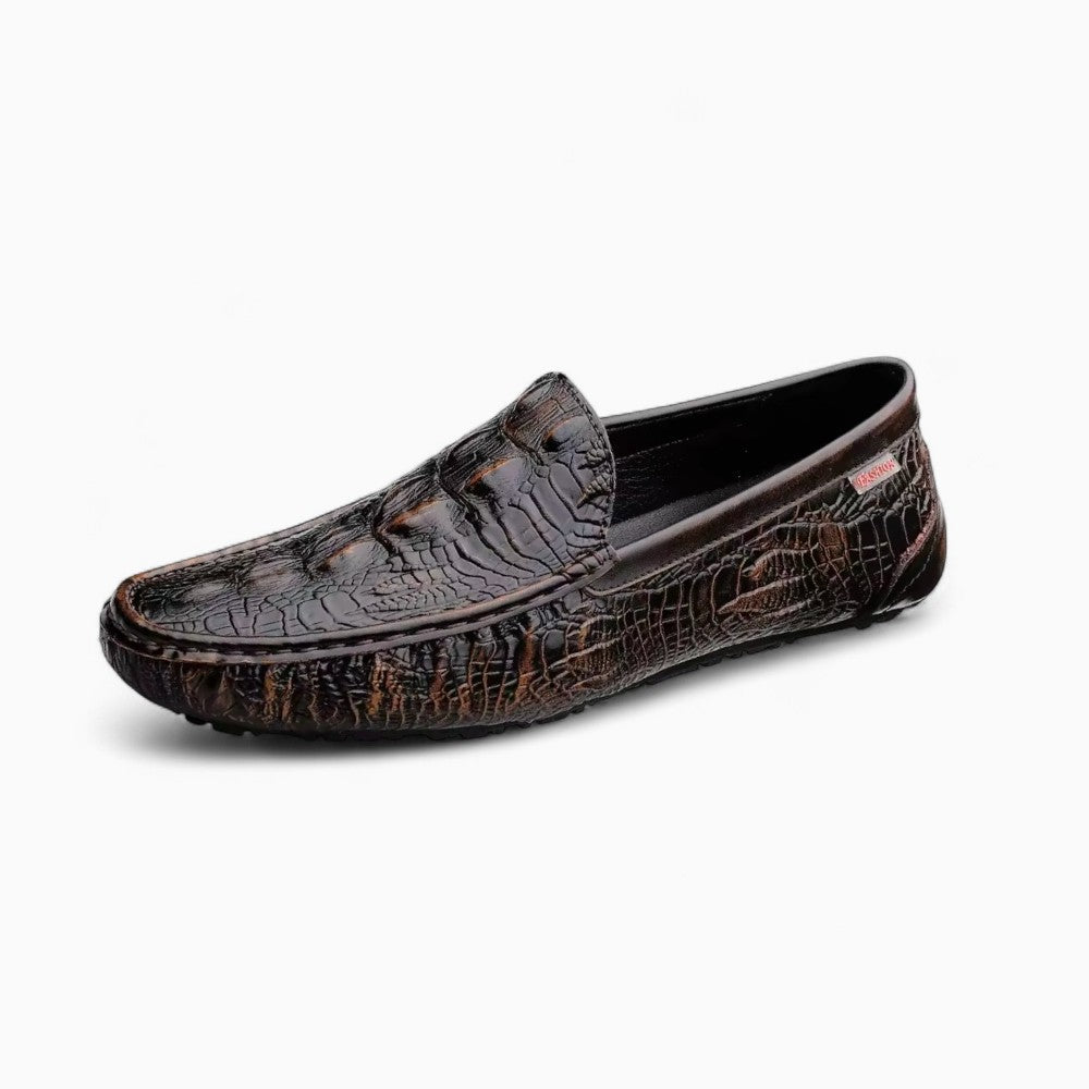 Mocassins effet cuir crocodile en PU - Noir