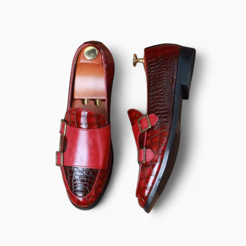 Mocassins effet cuir verni rouge grain crocodile en PU - image 2