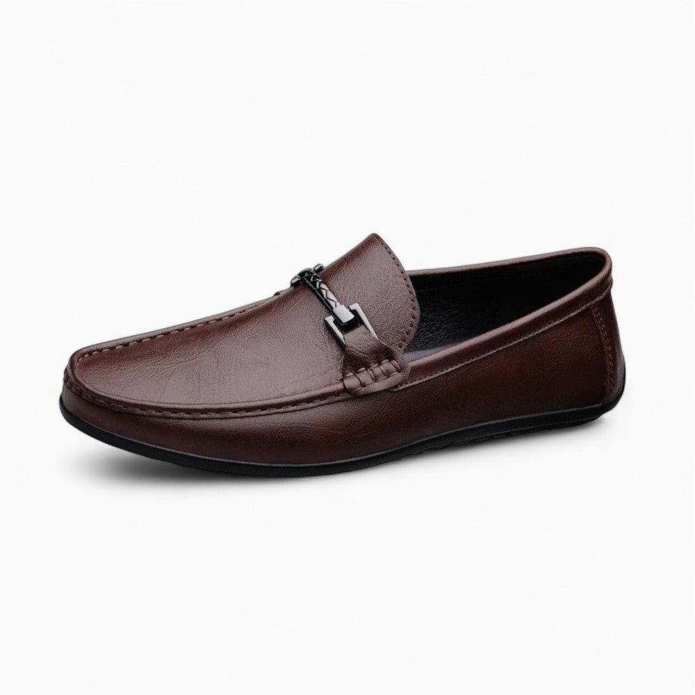 Mocassins En Cuir Véritable Avec Mors Pour Homme - Marron