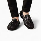 Mocassins En Cuir Vernis Noir Effet Peau De Crocodile - image 2