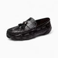 Mocassins En Cuir Vernis Noir Effet Peau De Crocodile - Noir