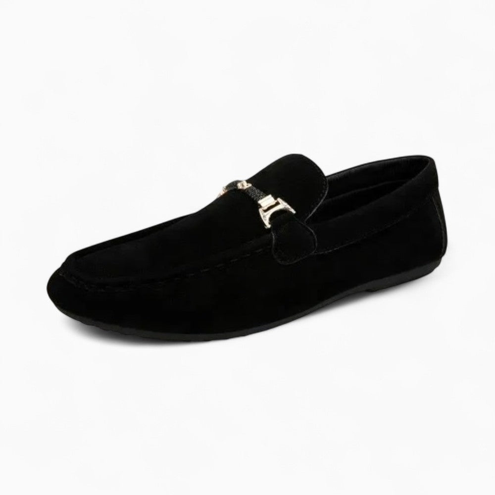 Mocassins En Daim Avec Une Chaîne Décorative Pour Hommes - Noir