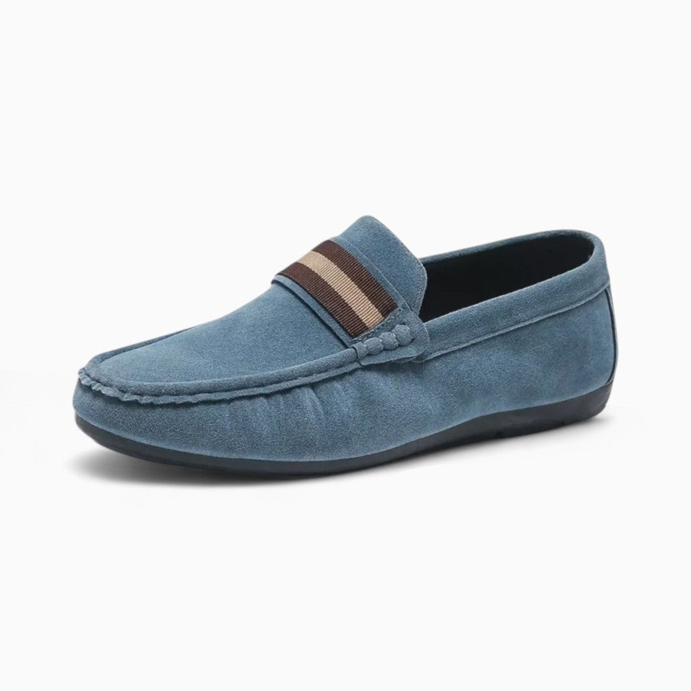 Mocassins En Daim Synthétique Avec Un Design Original Pour Hommes - Bleu Marine