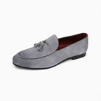 Mocassins En Daim Véritable Souple Et Classique À Glands Pour Homme - Gris