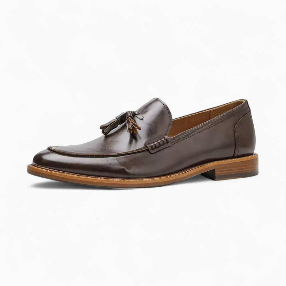 Mocassins en microfibre à frange et nœud - Marron