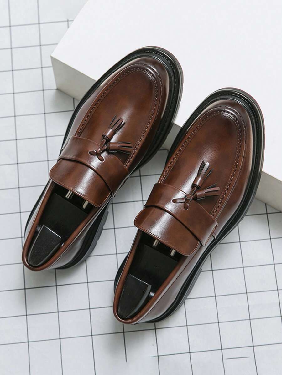 Mocassins homme à bride frangée - Marron