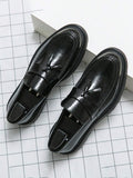 Mocassins homme à bride frangée - Noir brillant