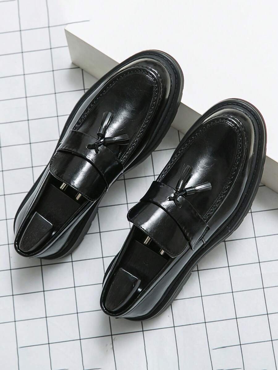 Mocassins homme à bride frangée - Noir brillant
