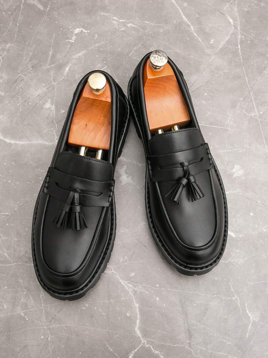 Mocassins homme à bride frangée - Noir mat